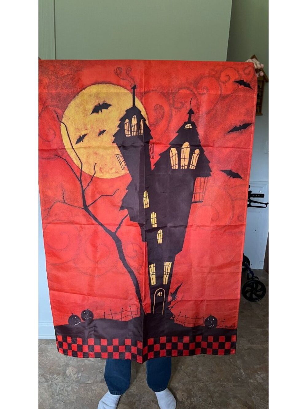 Halloween Haunted House Red & Black Banner By Dan DiPaolo